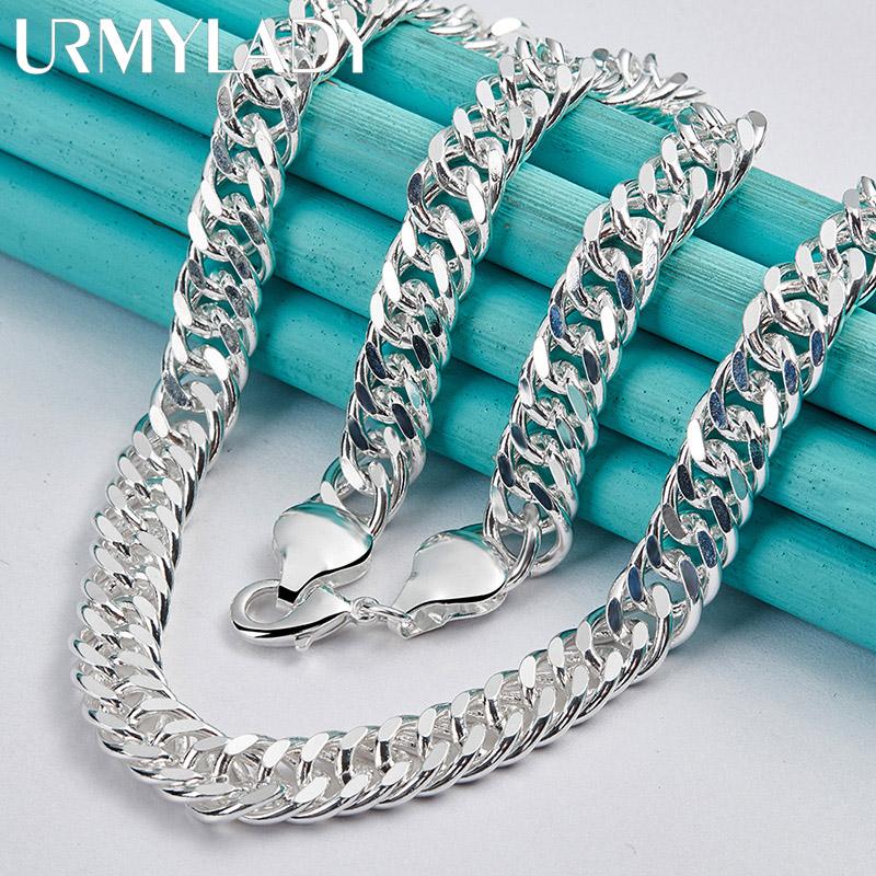 925 Sterling Silver Exquisite 10MM Side Chain Men Necklace Wedding Party Charm For Women Jewelry