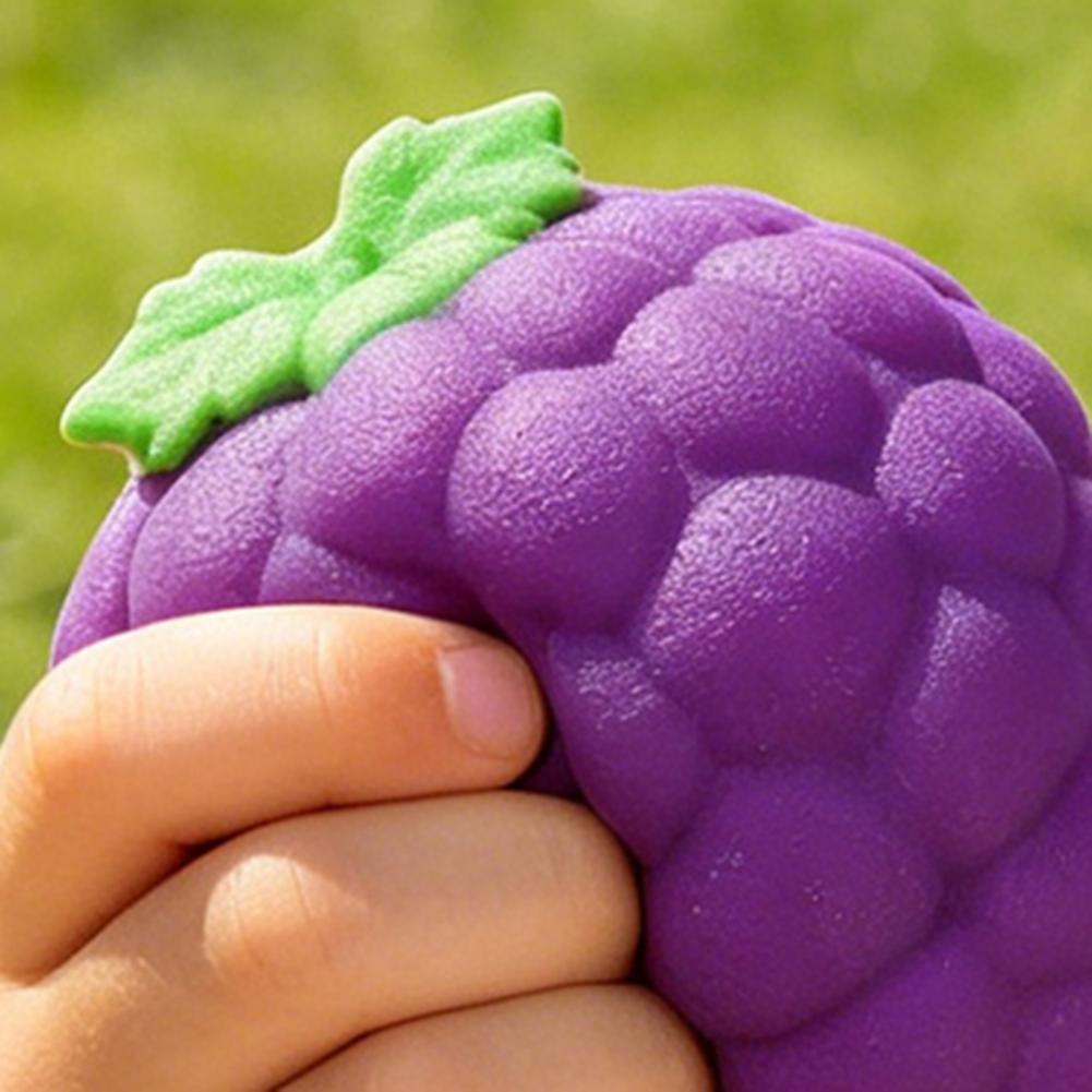 Large Grape Stress Relief Toy Slow Rebound Fake Purple Grape Squeeze Toy Hand Relaxation Stress Ball Fidget Toy For Kids Adults