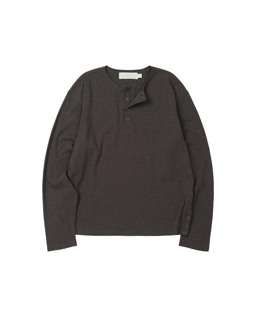Sekeonmonollogeu Ribbed Henley Knit Long Sleeve [Charcoal]_Sets044Charcoal
