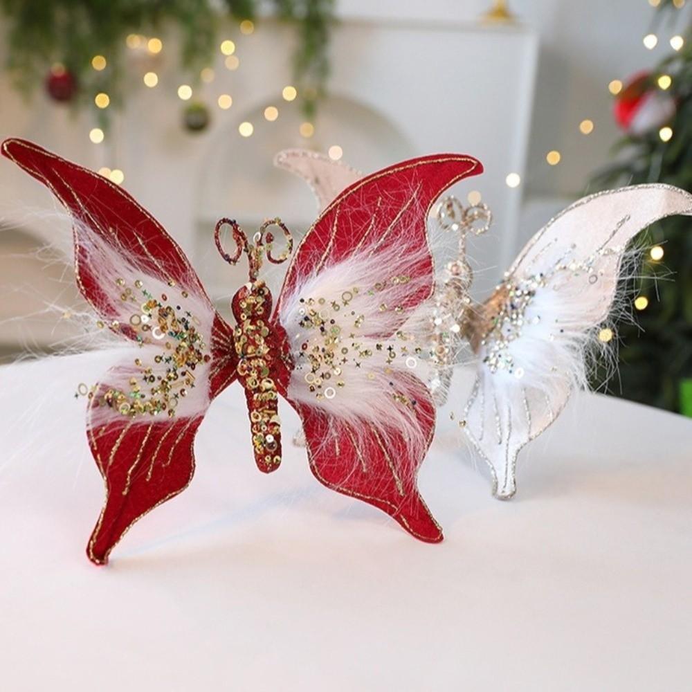 Glitzernde DIY Schmetterling Hängedeko Künstliche Weihnachtsbaumdekoration Feiertagsdeko