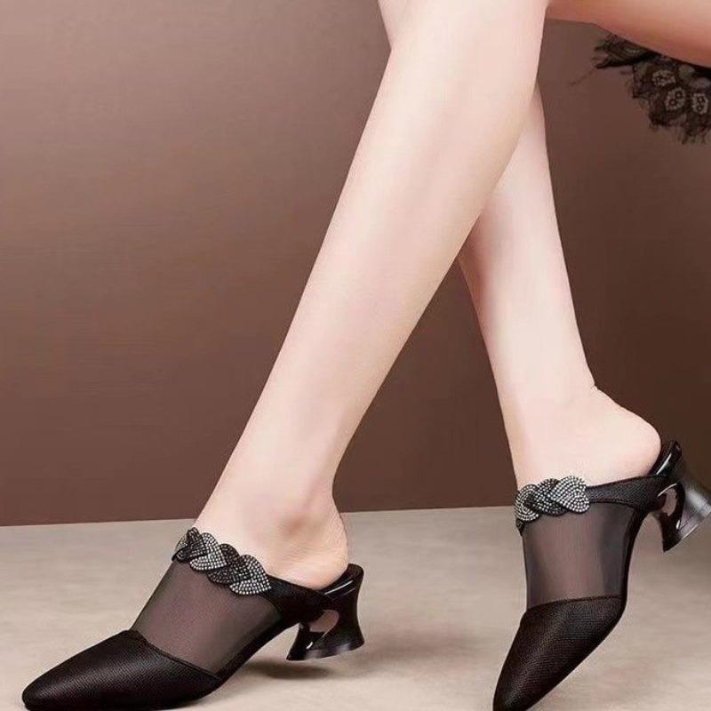 Baotou Shoes and Slippers, New Style Shoes with Thick Heels and Medium Heels, Women's Sandals