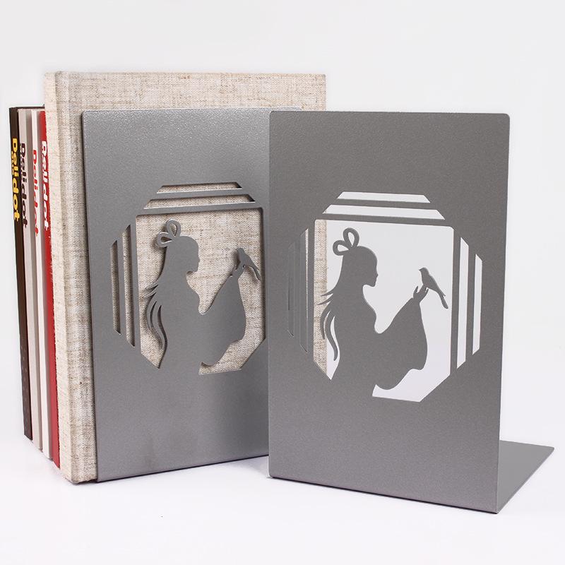 Creative Wrought Iron Metal Book Storage Rack and Personalized Hollowed-Out Bookends
