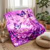 Purple Butterflies and Roses Theme Blanket Lightweight Warm Flannel Blanket Decorative Throw Blanket for Home Decoration