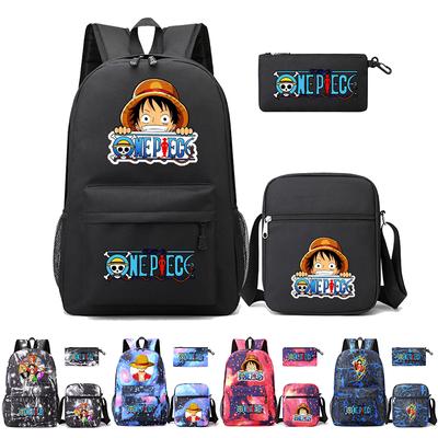 3Pcs/set Anime One Piece Mochila com Bolsa de Ombro Estojo para Menino Menina Volta às Aulas Mochila Feminina Bolsa de Viagem Mochila