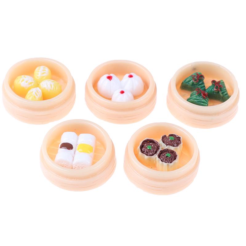 5Pcs/Set 1:12 Dollhouse Miniatures Chinese Dim Sum Food Kitchen Accessories