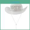 Hot-selling Pearl Letter Bride Single Wedding Party Diamond-encrusted White Western Cowboy Hat
