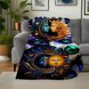 "Colorful Sun & Moon Face Mandala Art Print"Blanket Flannel Throw Blanket for Sofa, Bed, Travel, Camping, Office