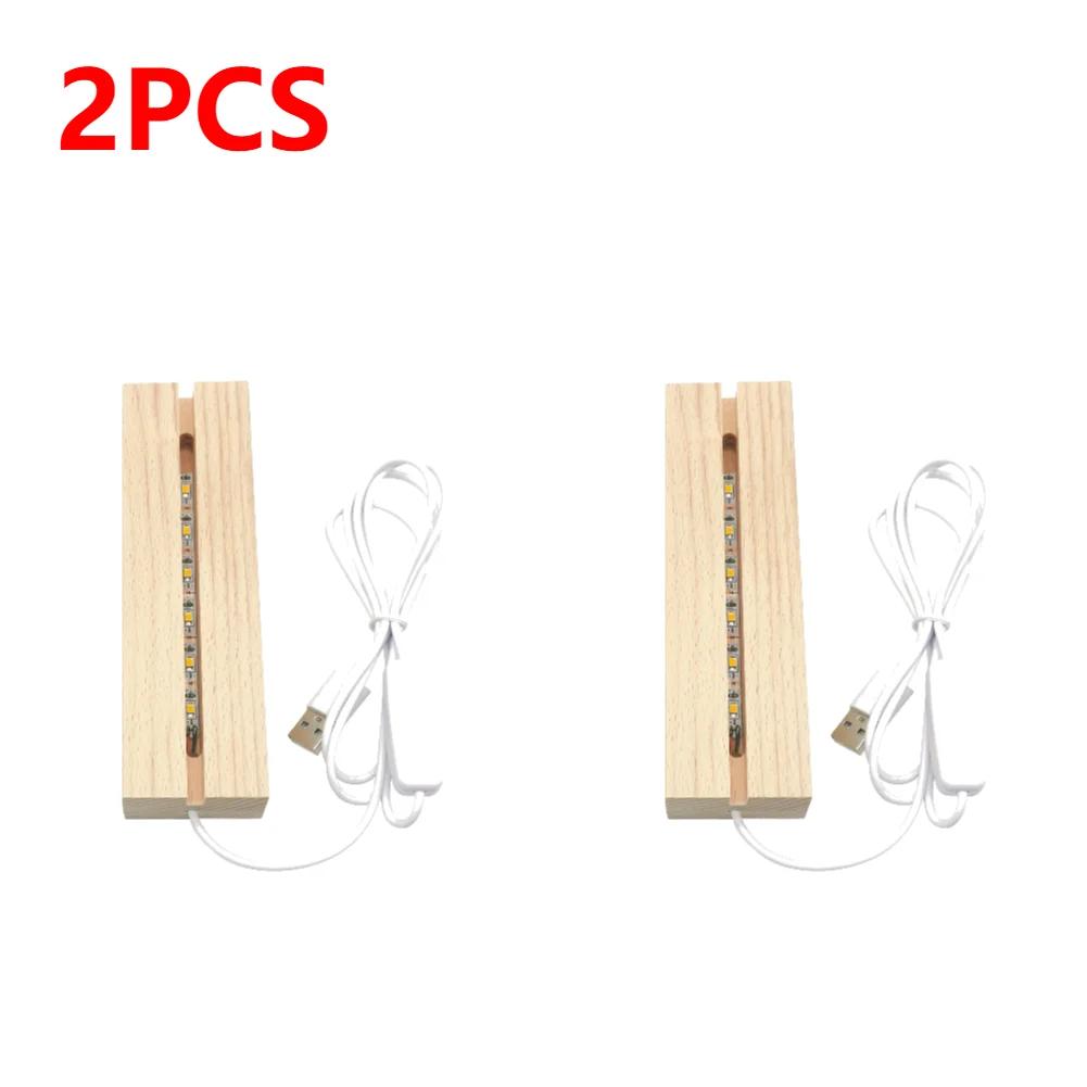 1-10 Stück 15cm LED Holzlicht Display Kristall USB beleuchteter Ständer für Kristallglas Harzkunst Ornament Holz Nachtlicht Basis