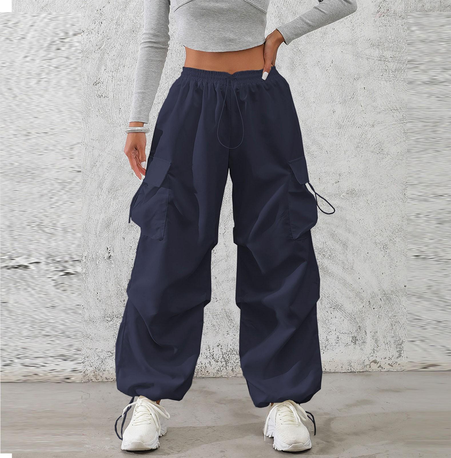 

Женские модные брюки однотонные повседневные брюки с эластичной резинкой на талии и карманами S