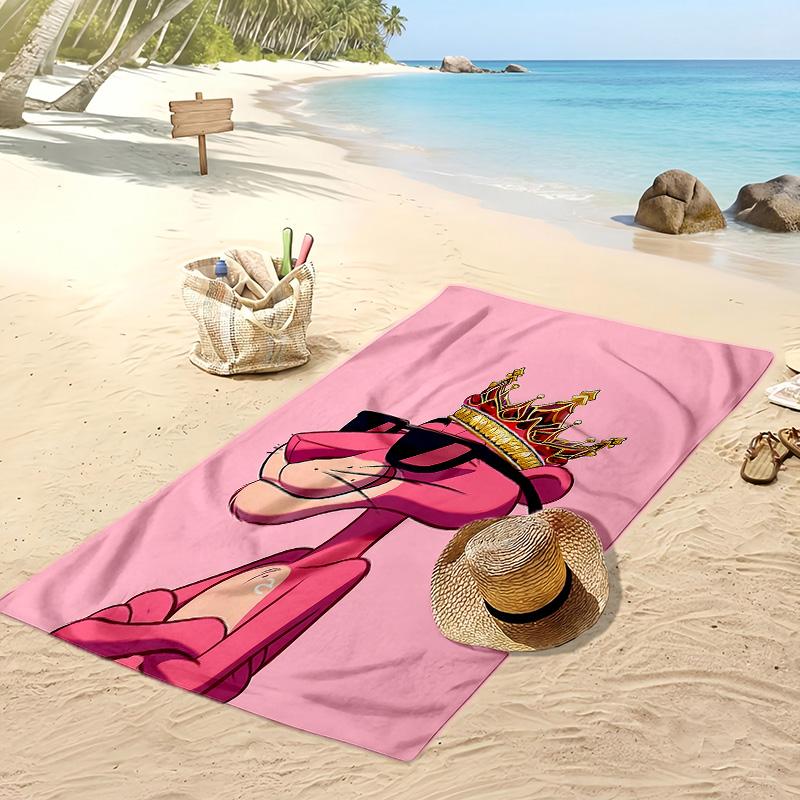 Pink Panther Aufdruck Schnelltrocknendes Strandtuch Super Saugfähig Weich Leichtes Badetuch für Pool Sommerreisen