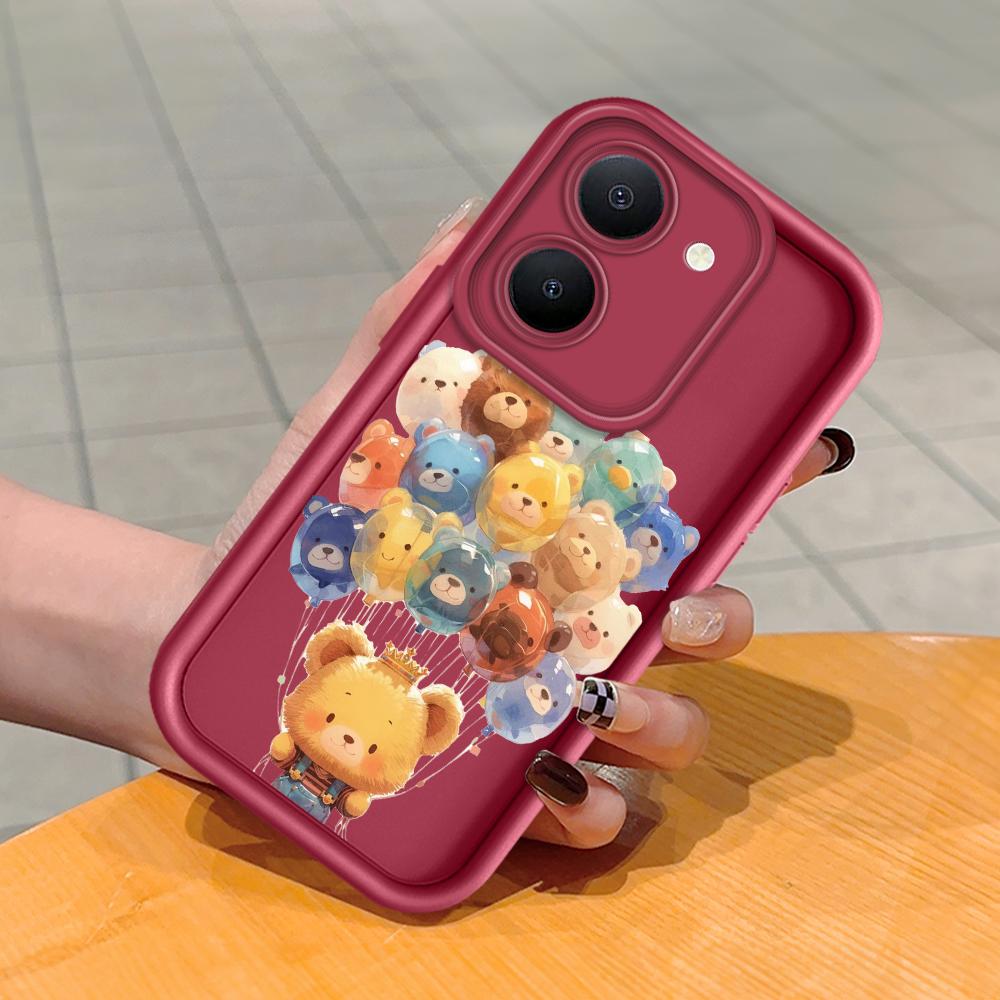 Soft Silicone Square Ladder Printing Pattern Phone Casing Full Cover Camera Shockproof Protection Rubber Case for Vivo