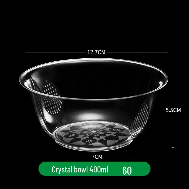 300ml Disposable Crystal Clear Plastic Bowl, Chopsticks, Cups, Plates & Cutlery Set for Hot Pot, Soup, Rice.
