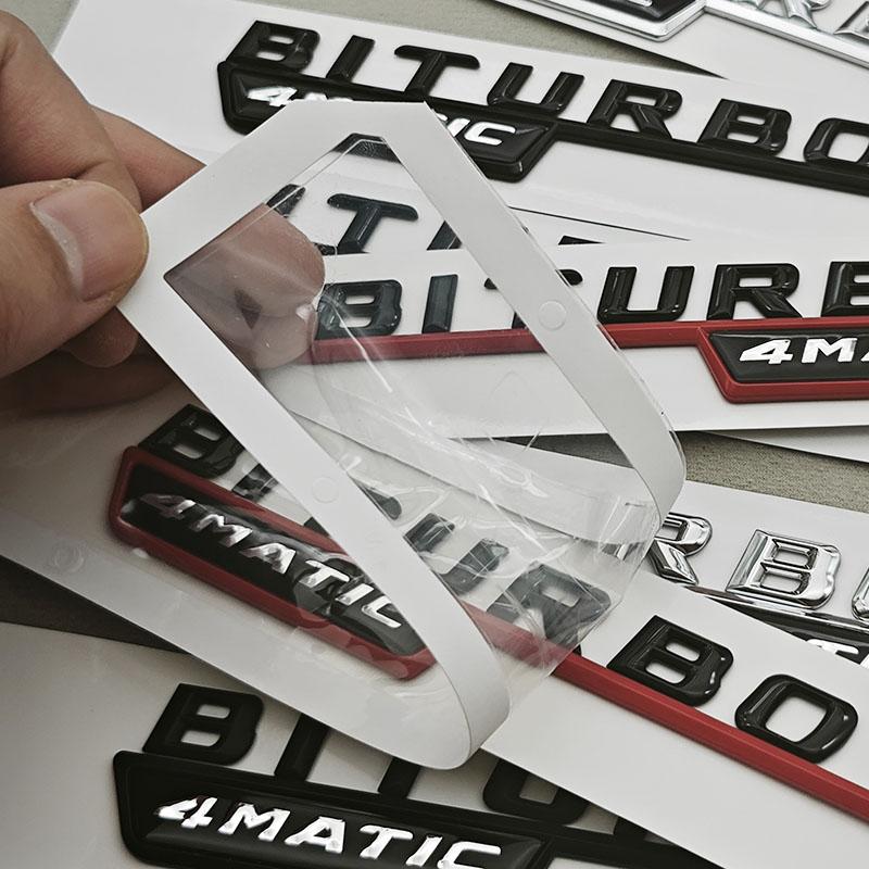 Logo TURBO 4MATIC Car Emblem Both Side Fender Badge Sticker For Mercedes Benz AMG X247 C117 W117 GLE53 GLA45 A45 A35 CLA35 CLA45
