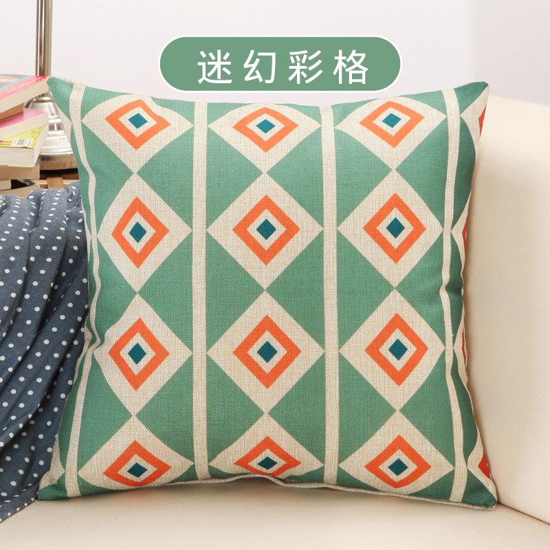 Geometric Floral Cushion Flowers Yellow Geometry Decorative Pillows Linen Pillowcas Home Decoration for Sofa Countryside