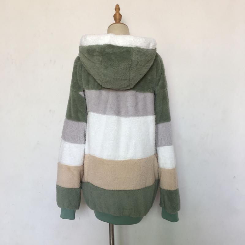 New Autumn and Winter Trendy Thickened Warm Patchwork Hooded Jacket Loose Casual Sports Large Size Jacket for Women