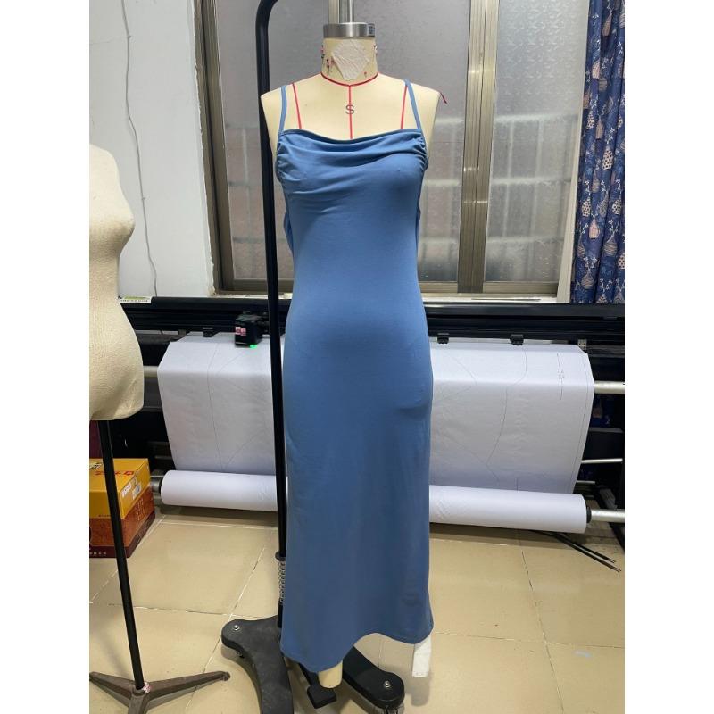 Women Halter Neck Bodycon Maxi Dress Sleeveless Backless Form Fitting Party Dress