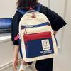 New Trendy Versatile Backpack Korean Fashion Color Block Student School Bag Large Capacity Nylon Travel Backpack