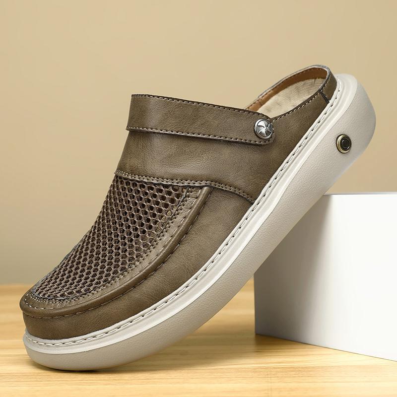 Shoes Handmade mesh breathable shoes Half-drag office bag head Lazy one pedal Heel-free sandals