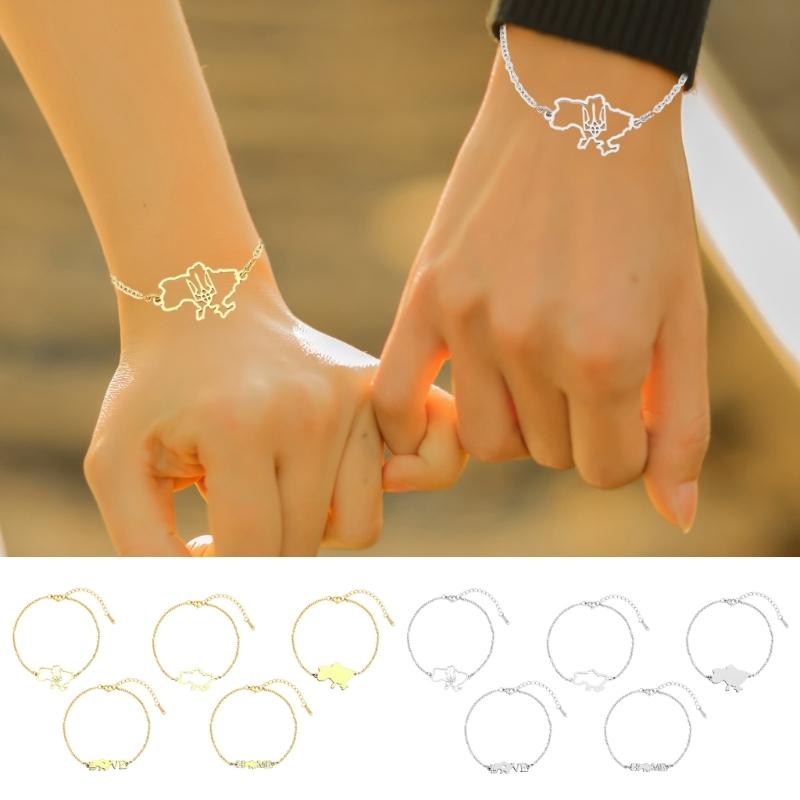 Ukraine Map Bracelets Pendant Bracelets Ukraine Flag Bracelets Ukraine Jewelry Chain Bracelets Stainless Steel Material