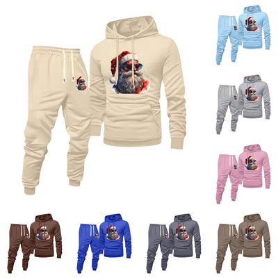 Herren Bedrucktes Kapuzensweatshirt und Sweatpants Lässiger Sportanzug