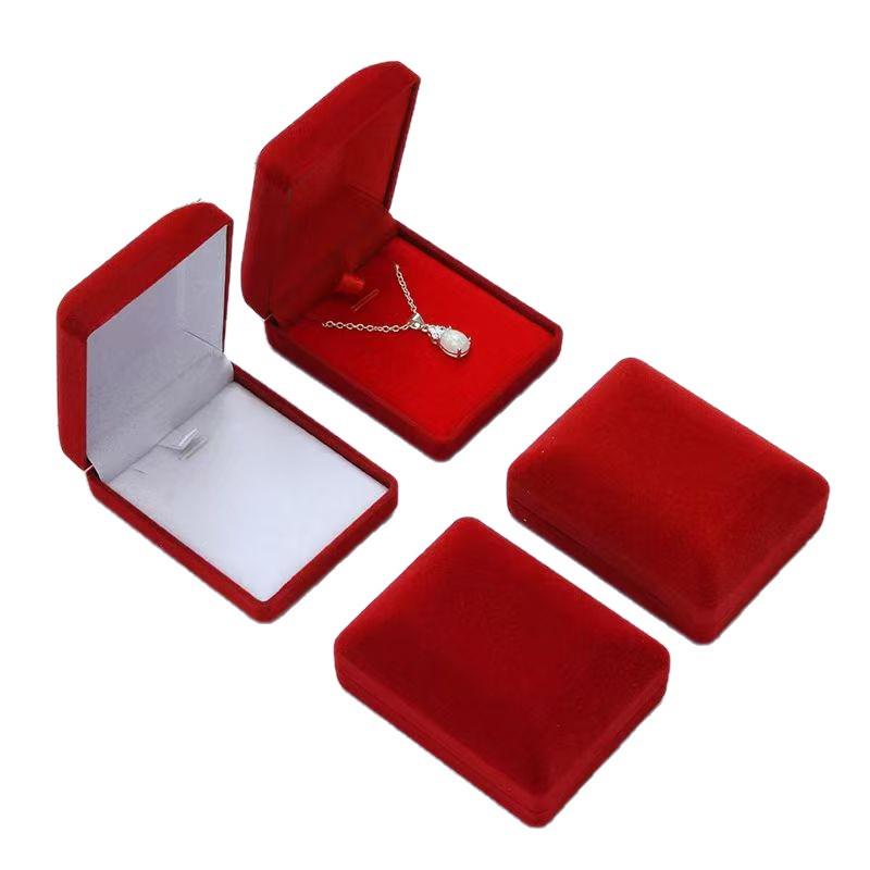 Elegant Red Velvet Jewelry Box for Wedding Necklace & Ring Display