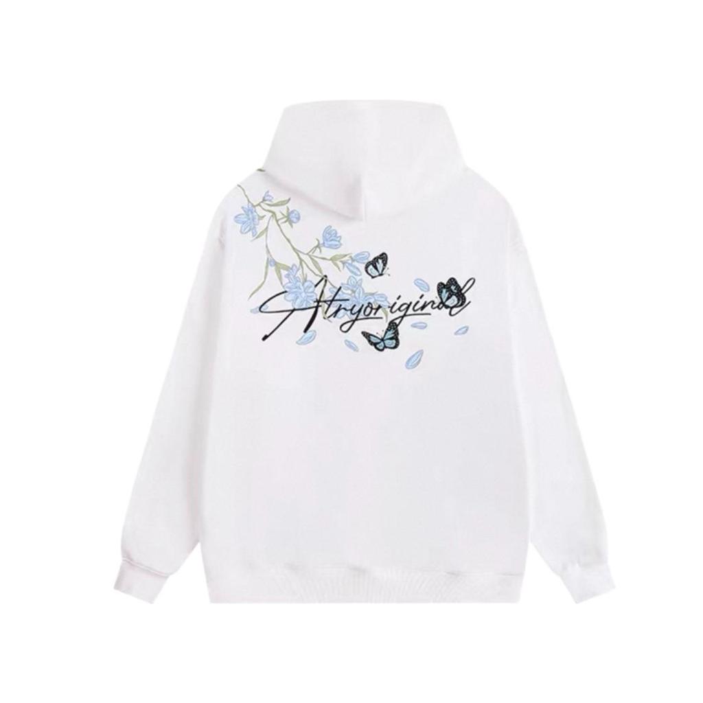 Men's White Light Luxury Hooded Sweatshirt - Autumn/Winter Style, Velvet Thickened, Loose Streetwear with Embroidery.