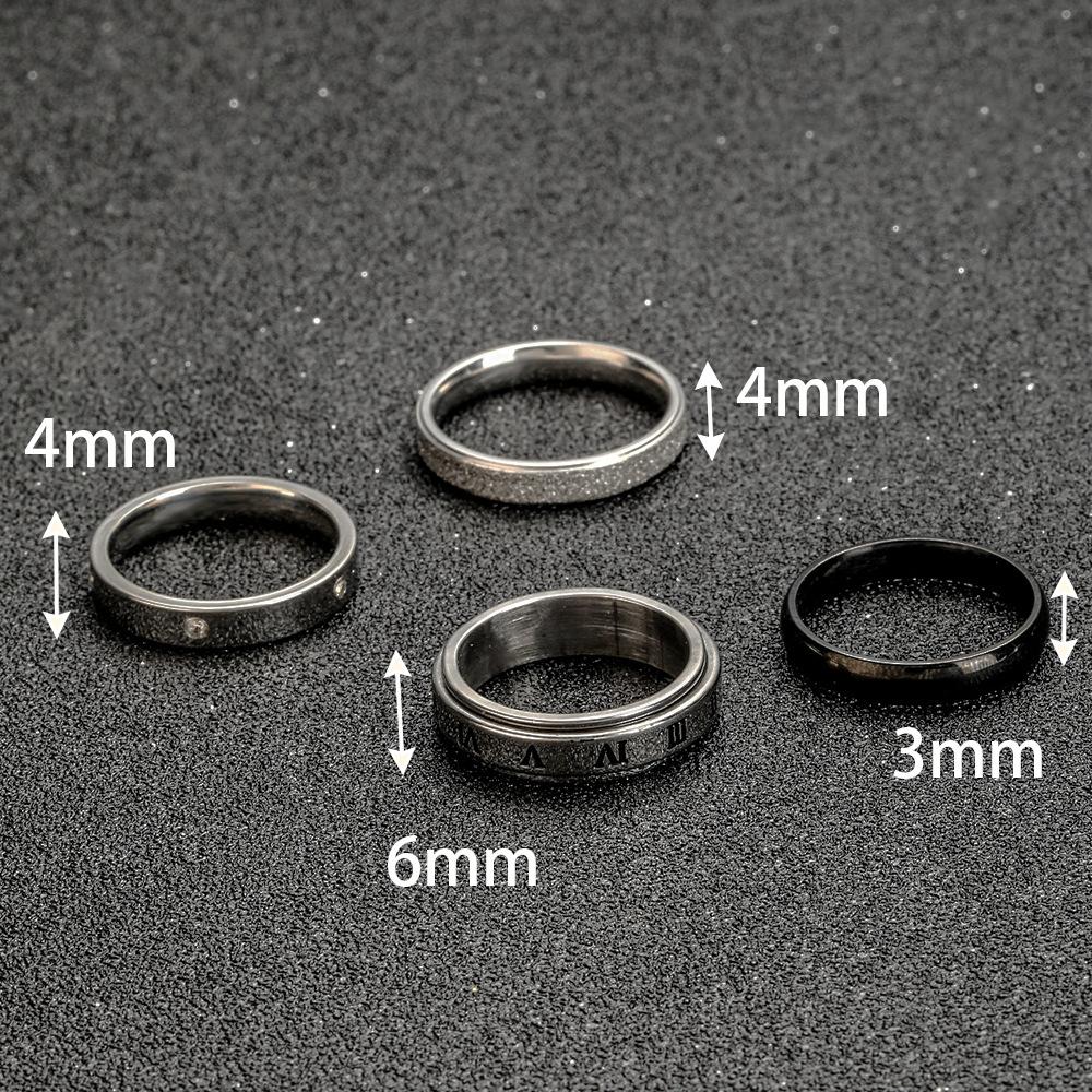 Titanium Steel Jewelry 4mm Frosted Micro Inlaid Diamond Ring Fashionable High-end Stainless Steel Ring Set of Four