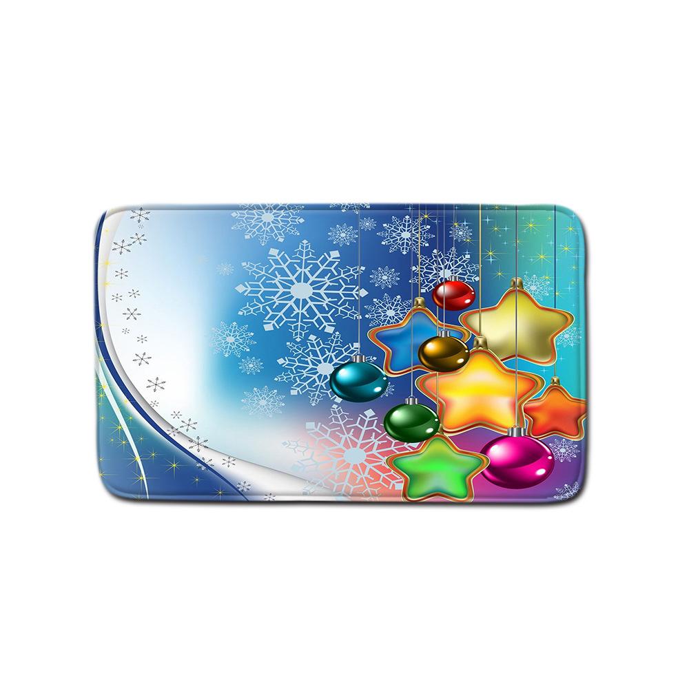 Christmas Waterproof Shower Curtain Four-Piece Combination Floor Mat Entrance Door Mat Bedroom Living Room Carpet