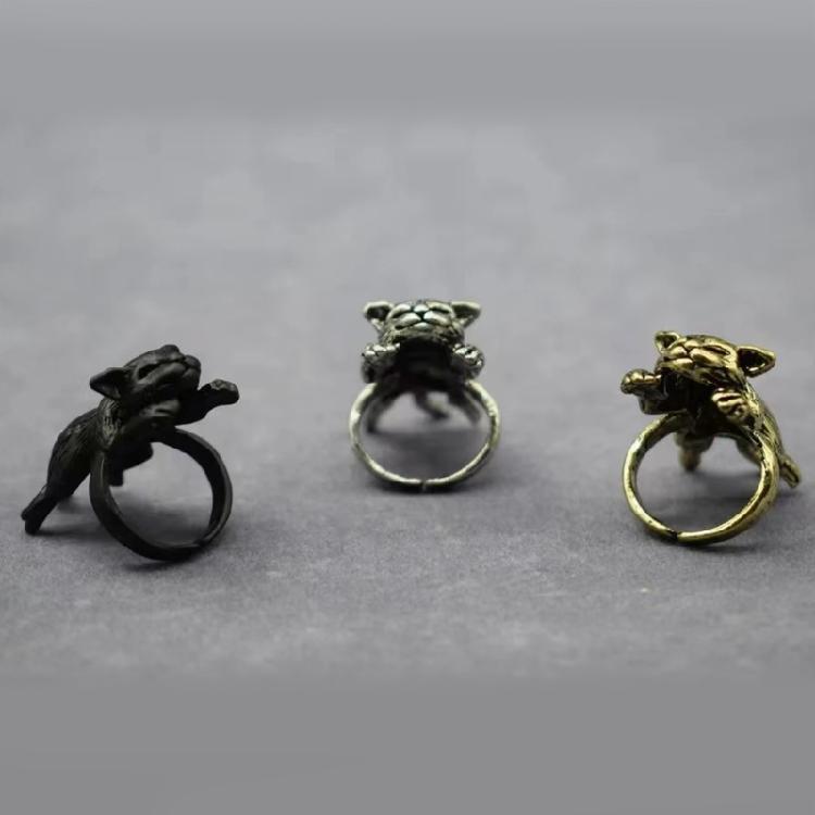 Cats Shaped Ring With Opening Feature Trendy Alloy Jewelry For Girls And Women Stylish Everyday Accessory