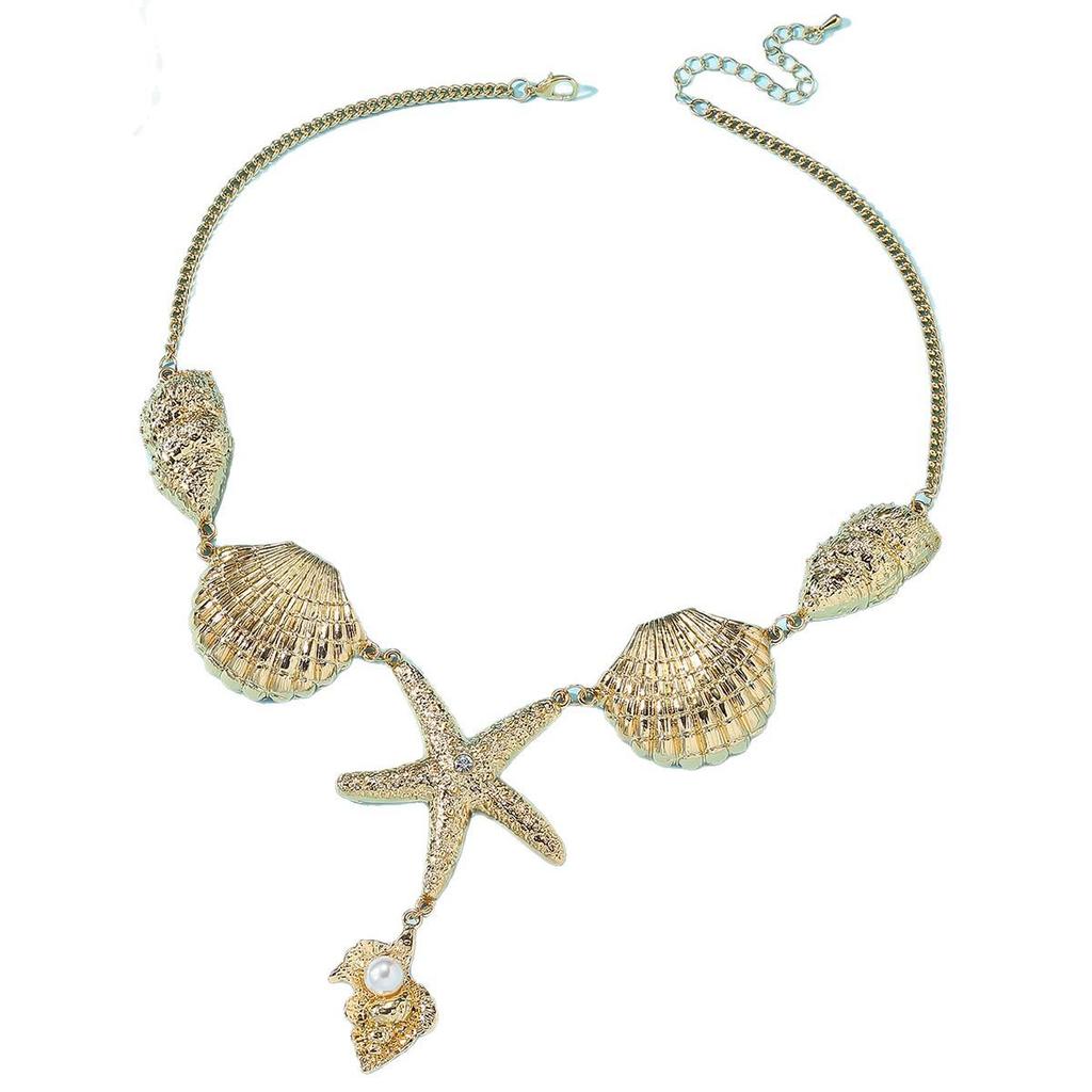 Bohemian Starfish Earrings & Necklace Set for Women - Summer Beach Resort Style