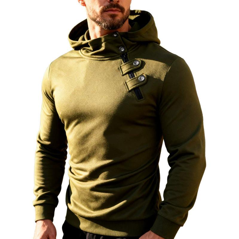 

Men s Autumn Sweatshirt Tops Simple Solid Fitting Button Zipper Hoodie Daily Casual Sports Street Matching Pullover Sweatshirt XL армія зелений колір