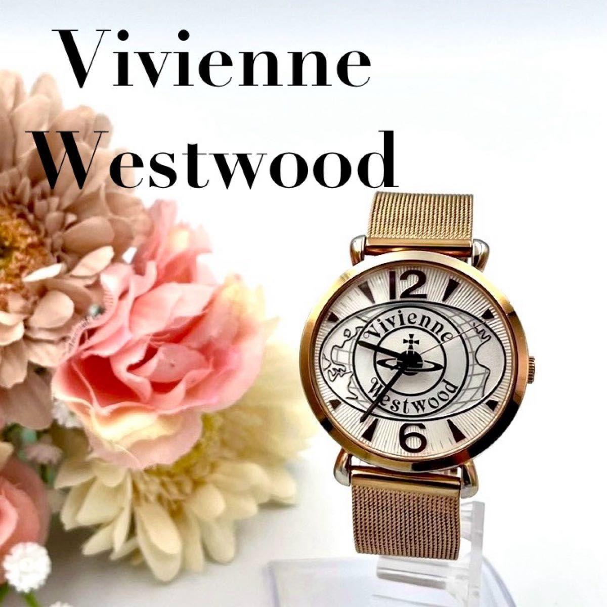 Used 879 New Battery Vivienne Westwood Orb Watch Quartz VW-7765 Gold Unisex Stainless Steel Working