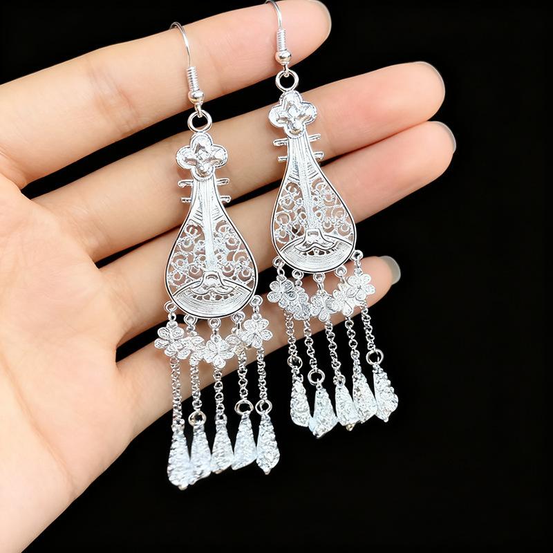 Ethnic style earrings Alloy silver-plated Miao ethnic minority Dong Yi earrings Earrings