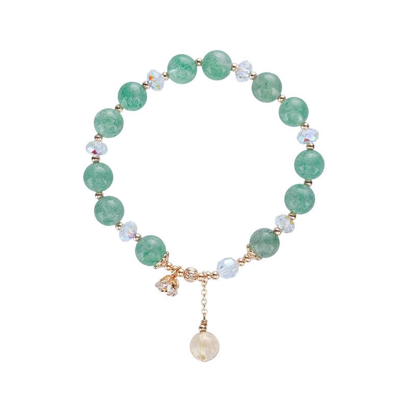 

Браслет из австрийского хрусталя и зеленого клубничного кварца для женщин Green Strawberry Quartz Bracelet 15-16cm