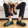Autumn Retro Trend Fashion Loafers Men's One-pedal Platform Heightening Doudou Leather Shoes Business Casual Mengke Shoes