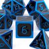 7 Pcs Black Blue  Standard Metal Dice Solid Metal Polyhedral Dice Set Suitable for Role-Playing RPG  Board Game Card Game