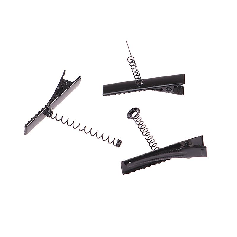 10Pcs Black Metal Pinch Alligator Hair Clips 40Mm With Wire Coil Spring Craft Hairpin For  Party Favor Children Toy