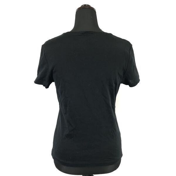 Made In Japan RALPH LAUREN Short Sleeve T-Shirt L Women Black Logo Print Stretch(USED)