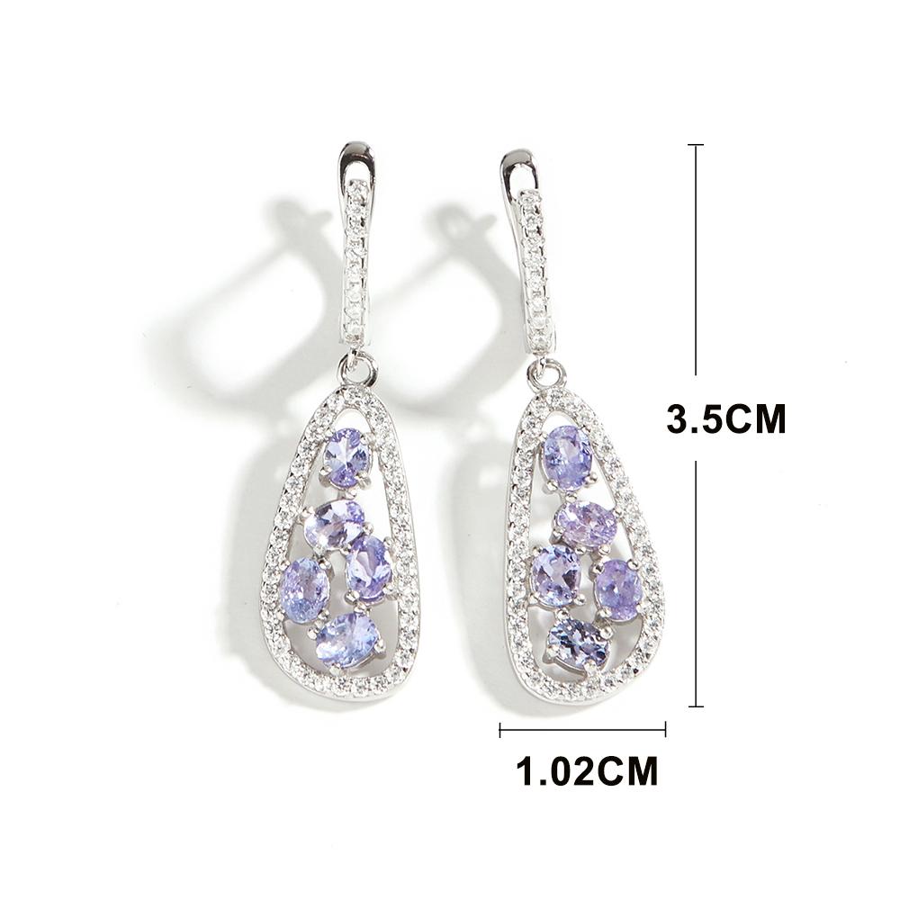 925 sterling silver gorgeous natural Tanzanite earrings elegant luxury fine jewelry for lady's anniversary & birthday gift