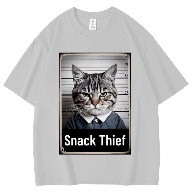 

Snack Thief Funny Cat Meme Graphic T Shirts Men s Women Fashion Cartoon Short Sleeve T-shirt Summer High Quality Cotton T-shirts 3XL
