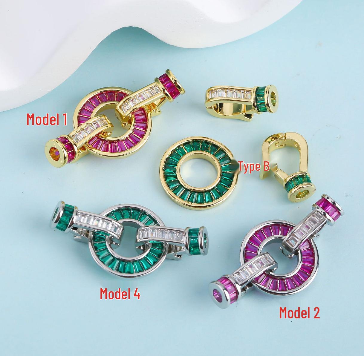 

Браслет-ожерелье с застежкой-кнопкой T-образной формы из белого циркона с позолотой 18 карат - Аксессуар для сохранения цвета для изготовления ювелирных изделий своими руками Size 3