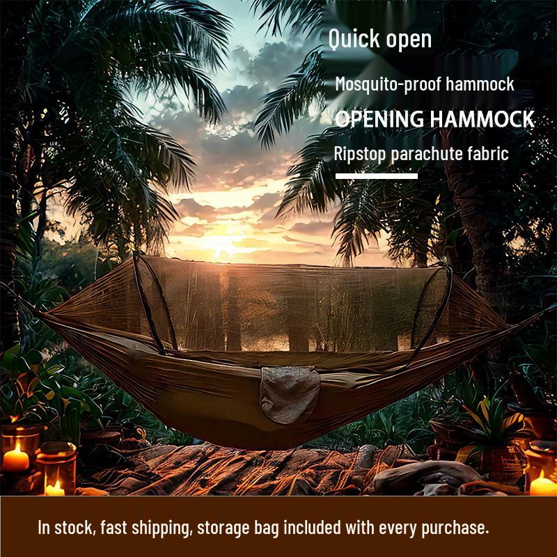 Portable Outdoor Thickened Anti-tip Double Hammock for Camping, Picnic, Courtyard, Balcony, and Home Use Swing