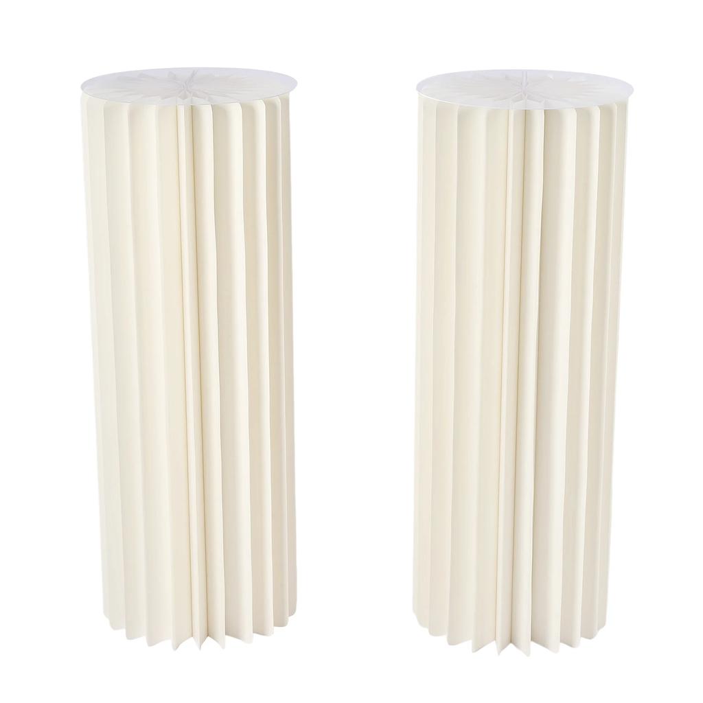 2 Pack Cardboard Vase Flower Column White Folding Cardboard Display Stand Cylindrical Wedding Table Decoration Garden Party 80cm