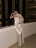 2026 New Style Sequined Strapless White Evening Gown with Shawl - Slimming & Elegant
