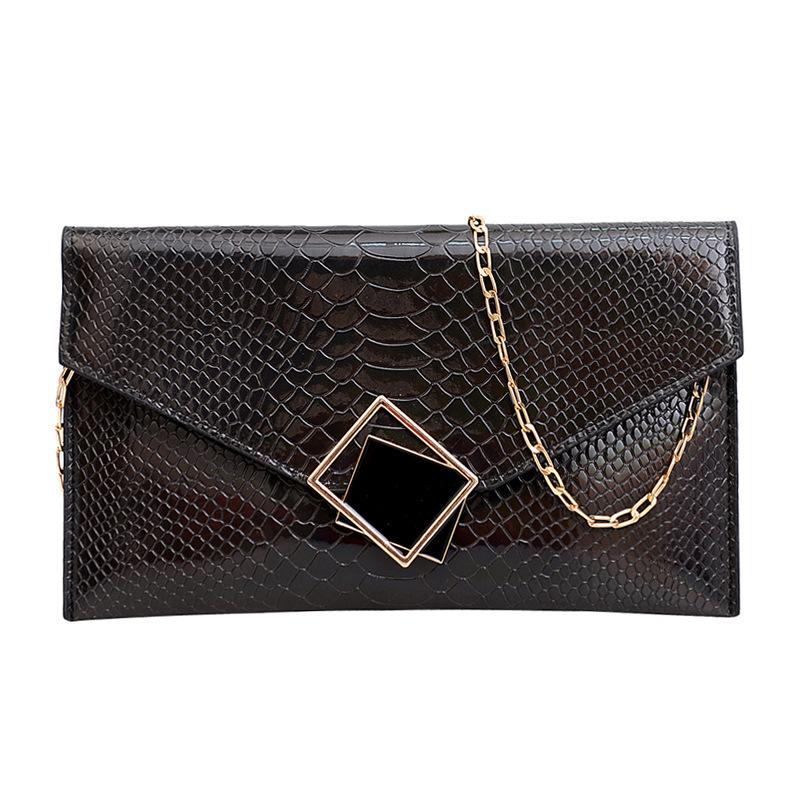 

Сумка-конверт Laser foreign gas 2024, новая корейская версия, крокодиловый узор, текстура, косая сумка, цепочка, сумка через плечо, женская сумка чёрный