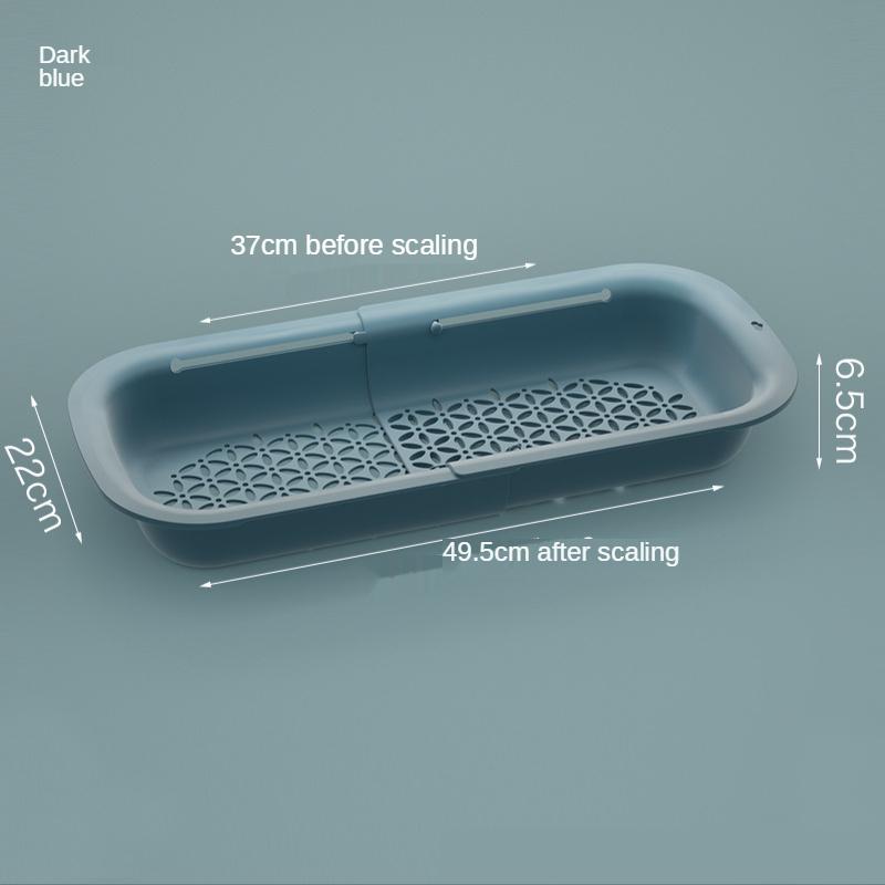 Kitchen Washing Artifact Telescopic Double Drain Basket Rack Large Rectangular Plastic Fruit Basket Wash Basin Hanging Storage