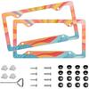2Pcs The Horrors Persist But So Do I Aluminum Alloy License Plate Holder,Black Funny Goth License Plate Frames With Screw Cap
