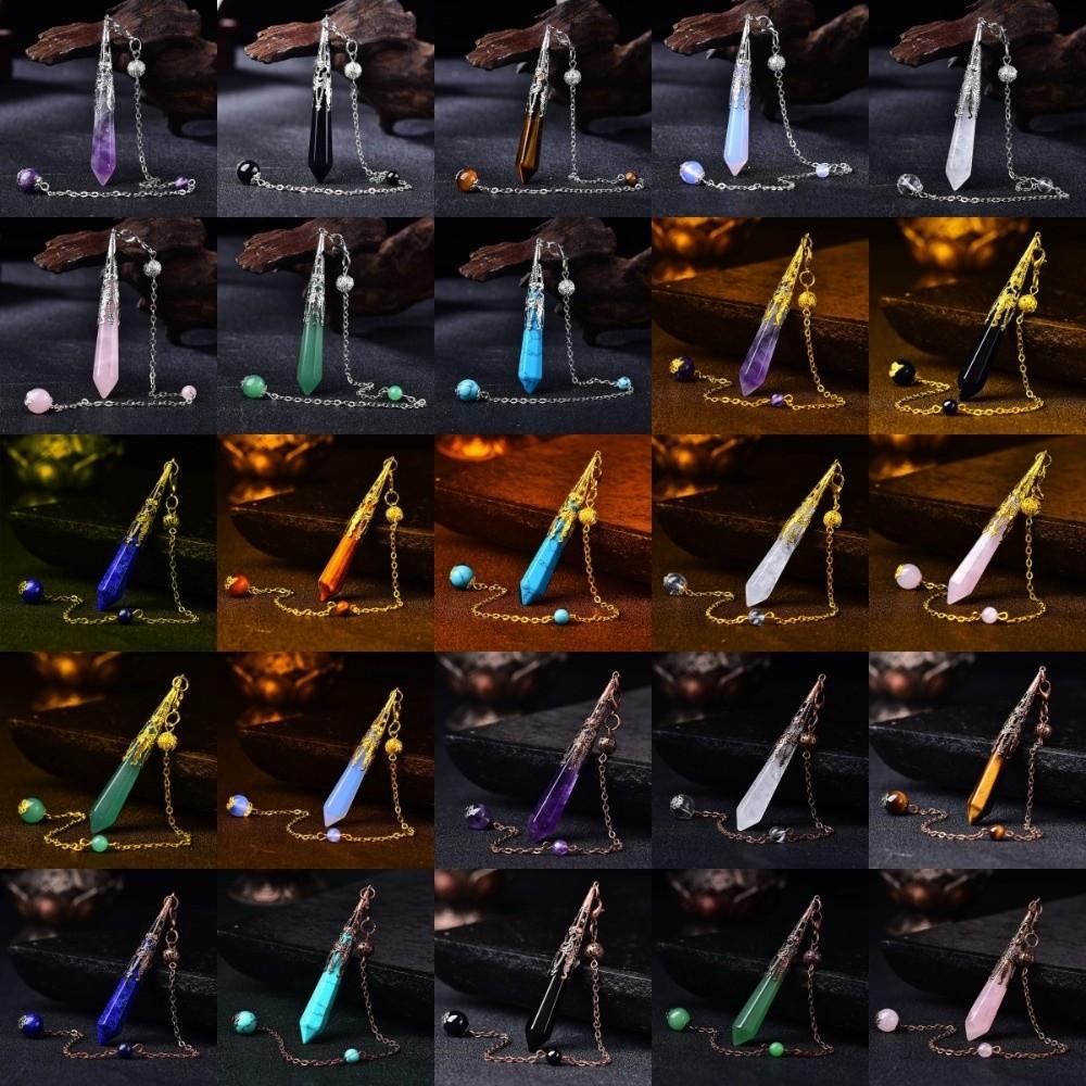 Energy Natural Crystal Pendulums Hexagon Cone Witch Spiritual Pendulos Jewelry Gift