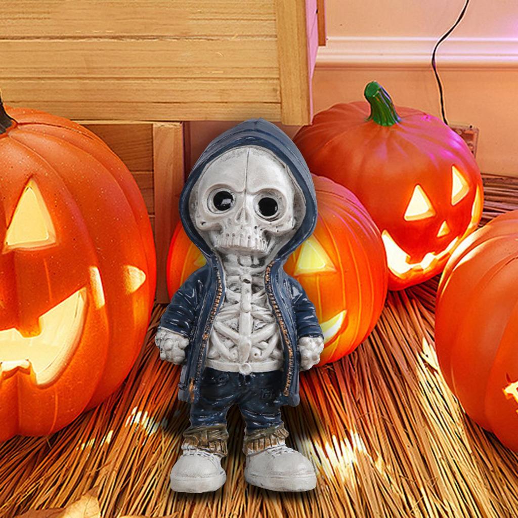 Cartoon Halloween Skeleton Figurine Statue Photography Props Resin Sculpture for