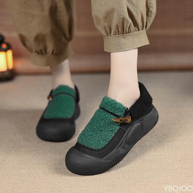 Winter Artificial Velvet Cotton Women'S Shoes Plush Casual Warm New Thick Sole Flat Bottom Versatile Vulcanized Shoes Matching